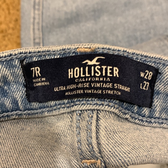 Hollister Womens Jeans 7R 28x27 Blue Ultra High Rise Vintage Straight Distressed - Picture 11 of 11